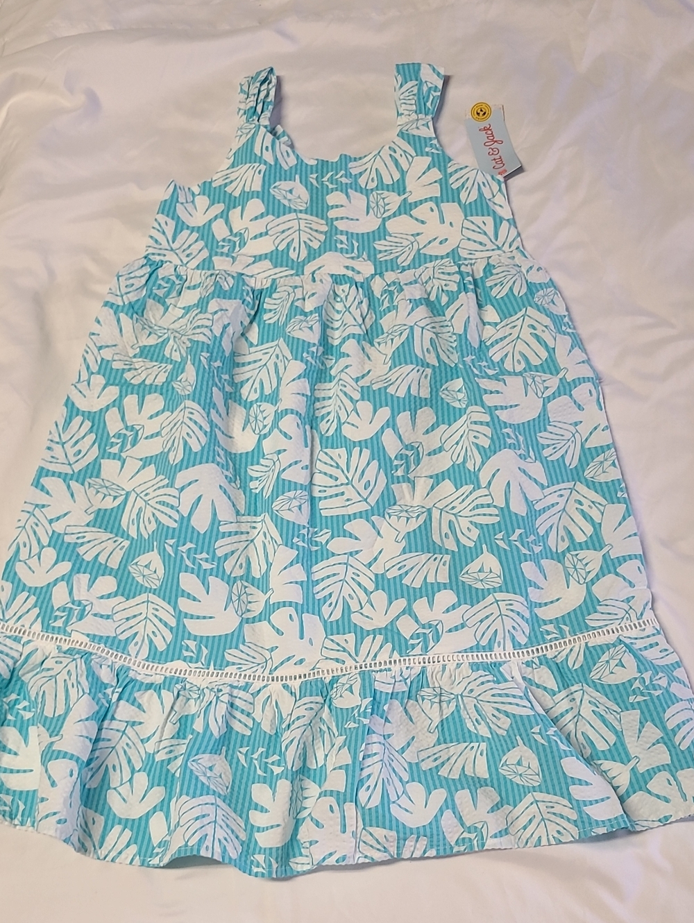 Cat & Jack Aqua and White Tropical Sundress